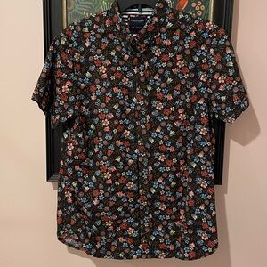 Men's Liberty London x Denim & Flower cotton button down shirt black floral M